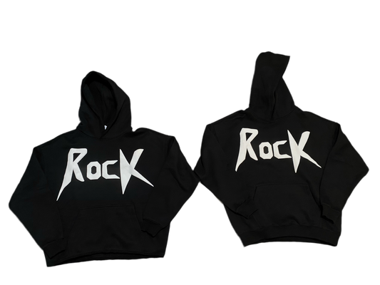 “Rock” White Puff Print Hoodie