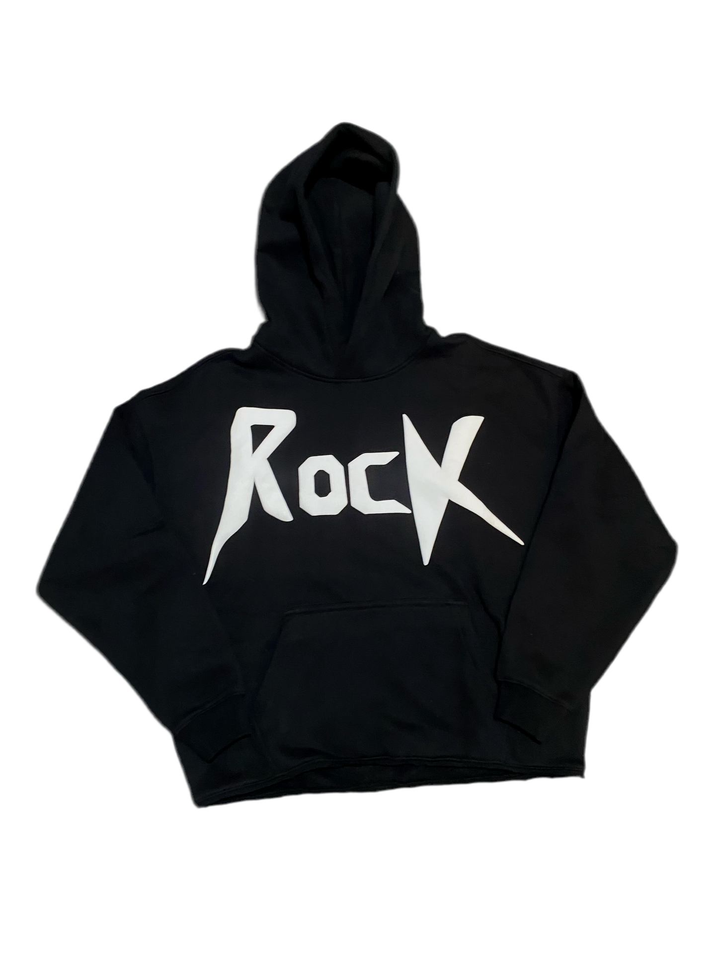 “Rock” White Puff Print Hoodie